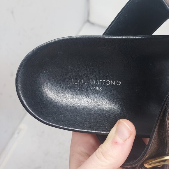 Louis Vuitton Brown Buckle Bom Dia Monogram Flat Slide Sandal - Picture 6 of 13